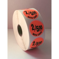 2/$5.00 w/card - 1.25" Red Label Roll